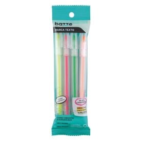 Kit Marca-Texto Neon 4 Unidades Bazze Tris - Sortido