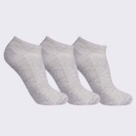 Kit Meia Juvenil 3 Pares Cano Invisível Hot Dog - Cinza 34/38