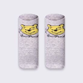 Kit Meia Infantil Com 2 Pares Cano Curto Ursinho Pooh Disney