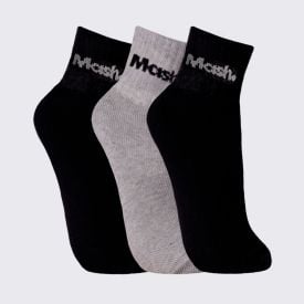 Kit Meia Masculina com 3 Pares Cano Curto Esportiva Mash - Pt/Cz/Pt 39/43