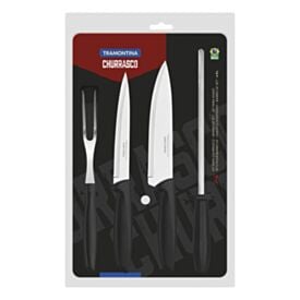 Kit para Churrasco Tramontina Lâminas em Aço Inox Preto 4 Peças