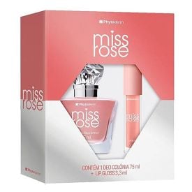 Kit Perfume Feminino Miss Rose e Lip Gloss Phytoderm
