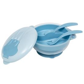 Kit Refeição Infantil Com Compartimento E Talheres Buba - Azul Claro