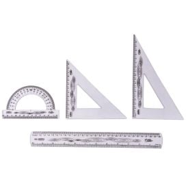 Kit Réguas Geométricas Flexível Cristal Waleu - 4 Peças
