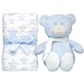 Kit Ursinho com Mantinha Soninho Buba - Azul
