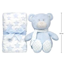 Kit Ursinho com Mantinha Soninho Buba - Azul