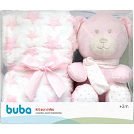 Kit Ursinho com Mantinha Soninho Buba - Rosa