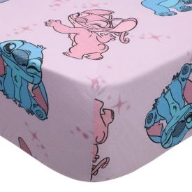 Lençol Solteiro Infantil Estampado Portallar - Stitch E Angel