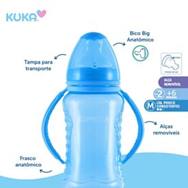 Mamadeira Aquarela Bico Grande 330Ml Kuka - Azul