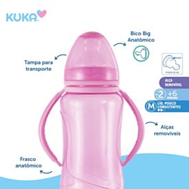 Mamadeira Aquarela Bico Grande 330Ml Kuka - Rosa