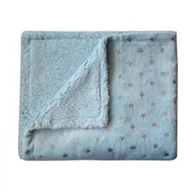 Manta de Bebê Sherpa Flannel Estrelinhas Camesa 75X100  - Azul