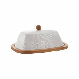 Manteigueira De Cerâmica Oasis Hauskraft 21 Cm - Branco