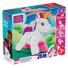 Mega Bloks Jogo de Construção 3 em 1 Unicórnio Monta e Brilha