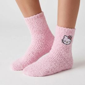 Meia Cano Longo Hello Kitty Chenille Sanrio - ROSA 34/38