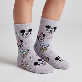 Meia Cano Longo Mickey Chenille Disney - CINZA 34/38