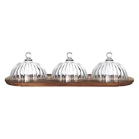 Mini Petisqueira Tripla com Tampa em Cristal Hauskraft - Montecarlo