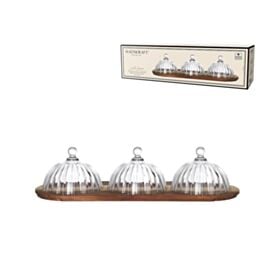 Mini Petisqueira Tripla com Tampa em Cristal Hauskraft - Montecarlo