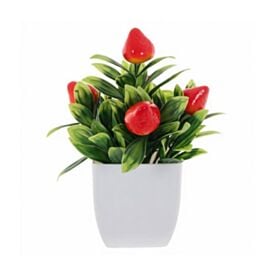 Arranjo Morango Vermelho com Vaso Plástico Florarte 15Cm