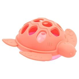 Mordedor em Silicone com Chocalho Tartaruga Buba - Rosa