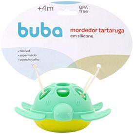 Mordedor em Silicone com Chocalho Tartaruga Buba - Verde