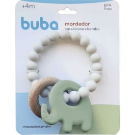 Mordedor De Silicone E Bambu Buba - Elefante