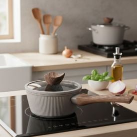 Panela com Tampa Elegance de Indução Havan Casa 18Cm - Chocolate
