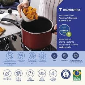 Panela de Pressão Vancouver Effect Tramontina 4,5 Litros - Vermelho