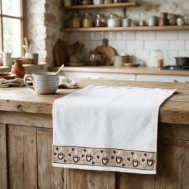 Pano de Copa 46Cm X 65Cm Jacquard Karsten - Café Com Corações
