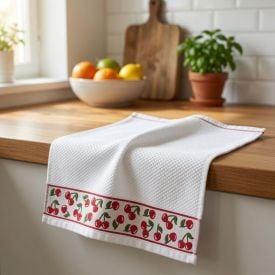 Pano de Copa 46Cm X 65Cm Jacquard Karsten - Cerejas