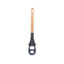 Pegador De Silicone Com Cabo De Madeira Havan Casa 34,5 Cm - Preto 