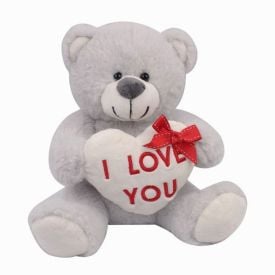 Pelúcia Urso Cinza com Coração 25Cm Havan Toys - ST83553