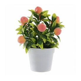 Arranjo de Flor Pêssego com Vaso Plástico Florarte 20Cm
