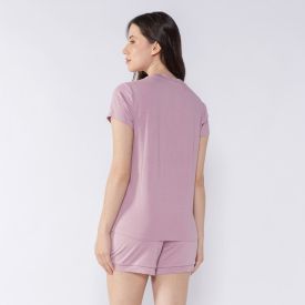 Pijama Feminino Curto Com Bolso Camila Moretti Rose
