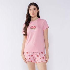 Pijama Feminino Curto De Morango Camila Moretti