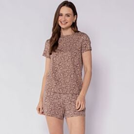 Pijama Feminino Curto Peletizado Camila Moretti Coracoes Estampado