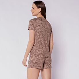 Pijama Feminino Curto Peletizado Camila Moretti Coracoes Estampado