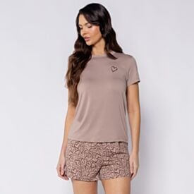 Pijama Feminino Curto Peletizado Camila Moretti Coracoes Fendi