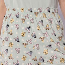 Pijama Feminino Curto Peletizado Disney Pooh E Friends Verde