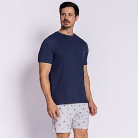 Pijama Masculino Curto Peletizado Marc Alain Nautico Marinho