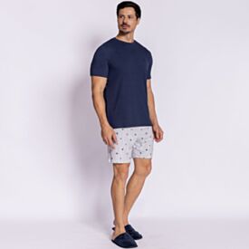 Pijama Masculino Curto Peletizado Marc Alain Nautico Marinho