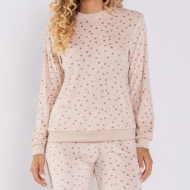 Pijama Feminino Longo Em Plush Bolinha Camila Moretti