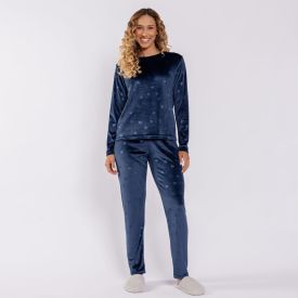 Pijama Feminino Longo Em Plush Estrelas Camila Moretti