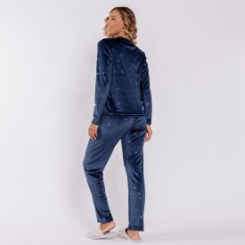 Pijama Feminino Longo Em Plush Estrelas Camila Moretti