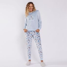 Pijama Feminino Longo Em Plush Fabulous Camila Moretti Azul