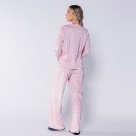 Pijama Feminino Longo Em Plush In Love Camila Moretti Rosa