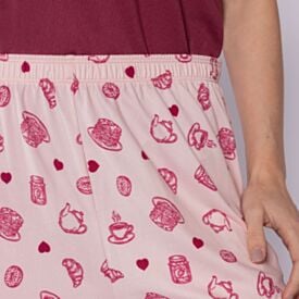 Pijama Feminino Peletizado Camila Moretti Breakfast Borgonha