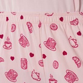 Pijama Feminino Regata Peletizado Camila Moretti Breakfast Rosa