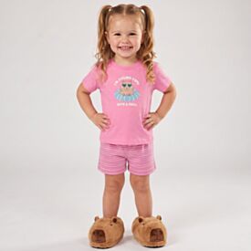 Pijama Infantil Menina 1 a 3 Anos Capivara Em Algodão Yoyo Kids Rosa