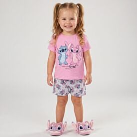 Pijama Infantil Menina 1 a 3 Anos Curto Stitch Angel Disney