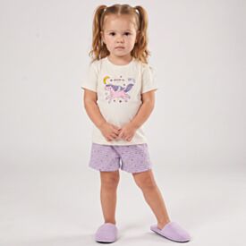 Pijama Infantil Menina 1 a 3 Anos Unicórnio Yoyo Kids Off White